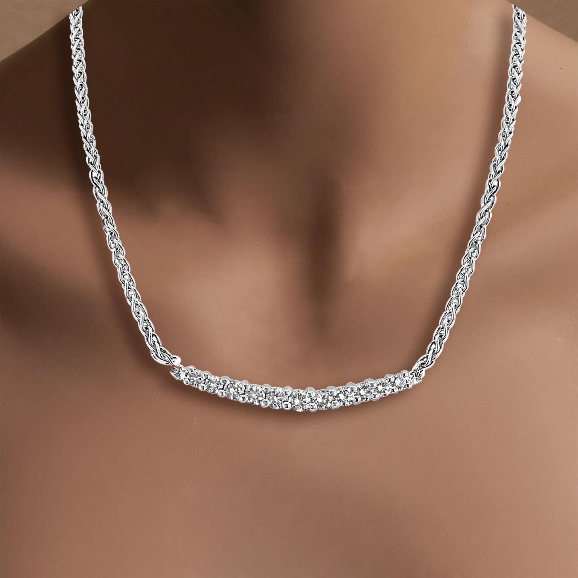♥ Product Summary ♥

Main Stone: Diamond
Approx. Carat Weight: .50cttw
Diamond Color: F/G
Diamond Clarity: VS2
Stone Cut: Round
Material: 14k White Gold
Dimensions: 3mm x 32mm
Weight: 6 grams
Chain: 16