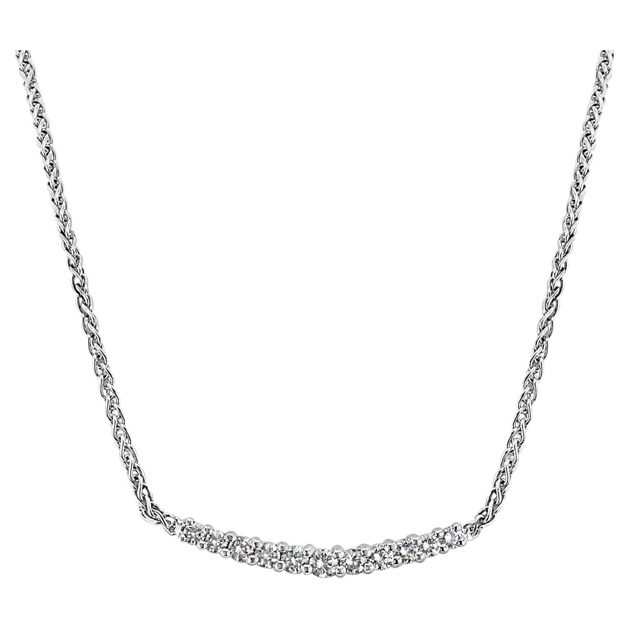 Half Carat Gradient Diamond Bar Necklace .50cttw 14k White Gold For Sale