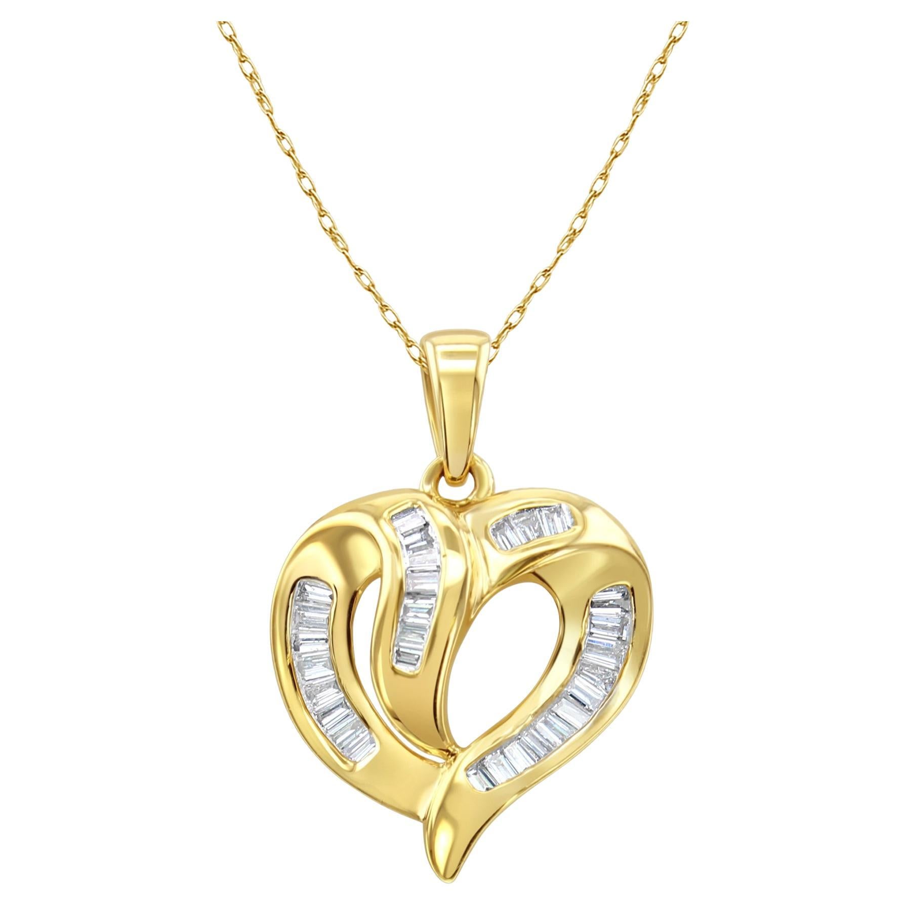 Ciondolo con diamante Baguette a forma di cuore da mezzo carato