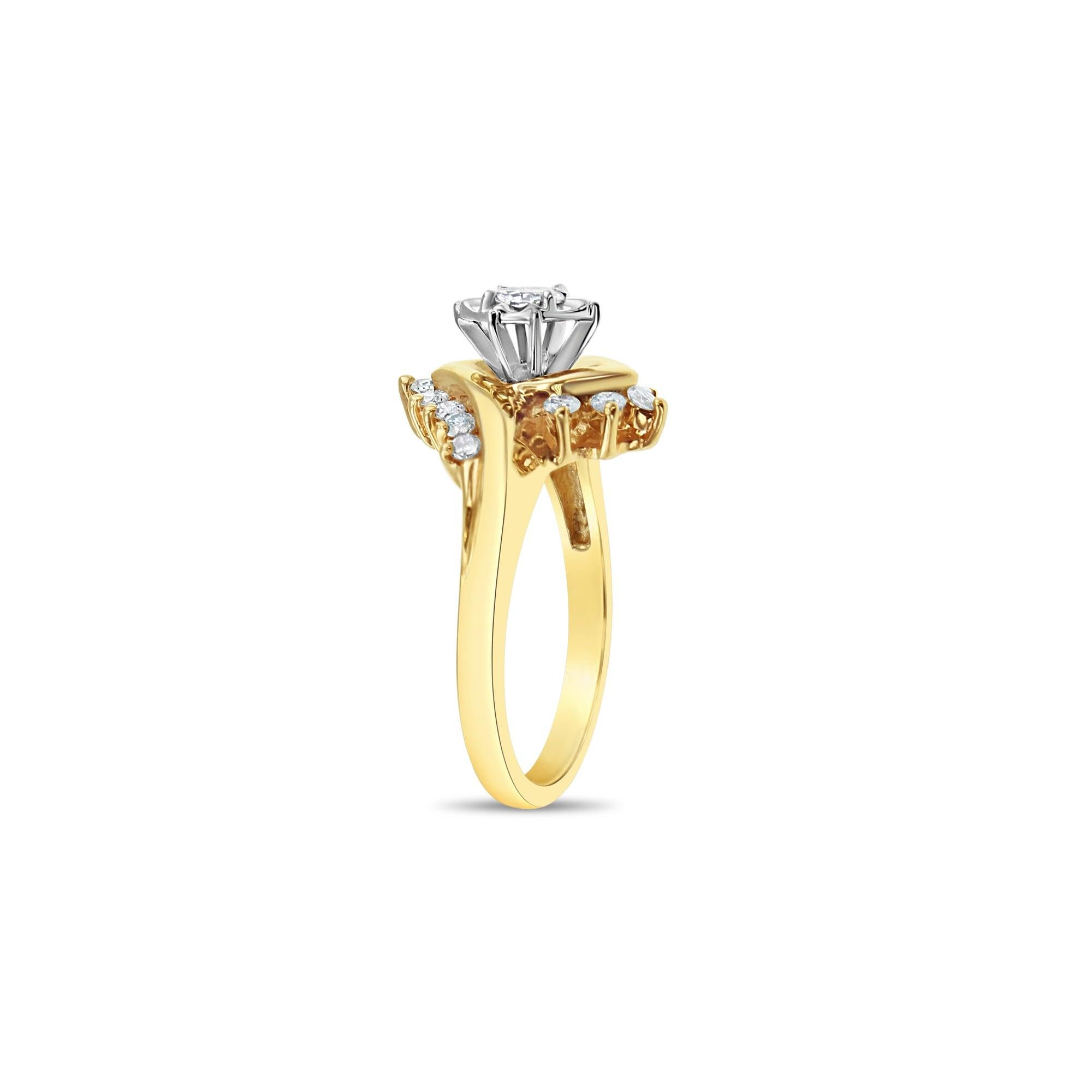 Taglio marquise Anello di fidanzamento con diamante di mezzo carato Marquise Cente Bypass in vendita