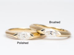 Half Carat Marquise Moissanite Half Bezel Set Band 14k Gold Engagement Ring