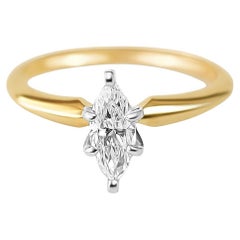 Anello di fidanzamento con diamante solitario da mezzo carato Marquise