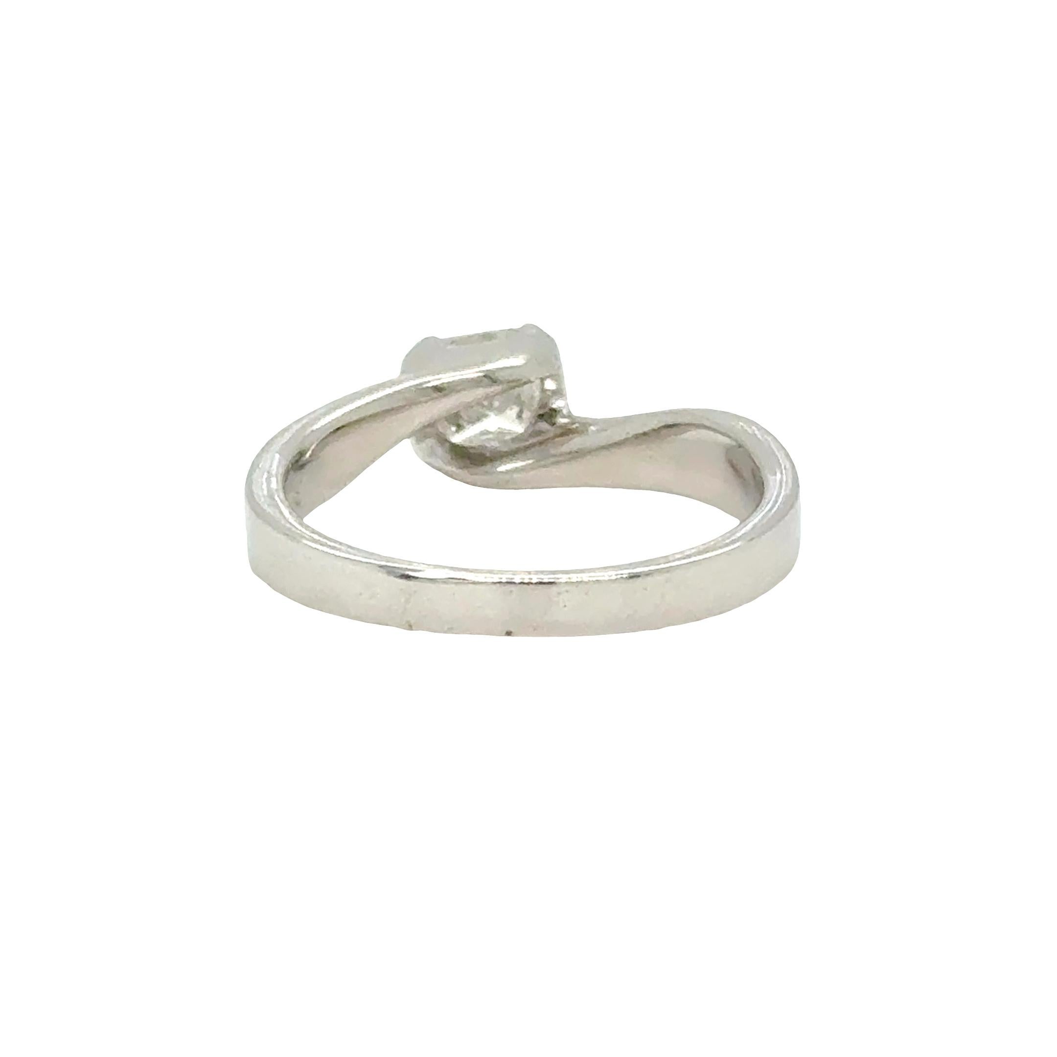 Half Carat Princess Cut Diamond Solitaire Ring Twisted Shank Design Platinum For Sale 1