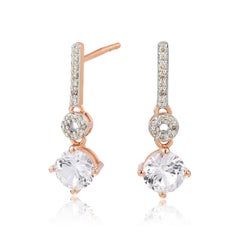 Half Carat Sized White Sapphire and Brown Diamond Drop Earring