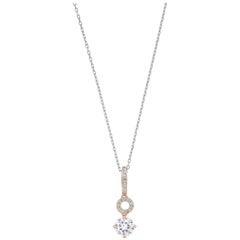 Half Carat Sized White Sapphire and Brown Diamond Drop Halo Pendant