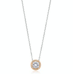 Half Carat Sized White Sapphire and Brown Diamond Halo Pendant
