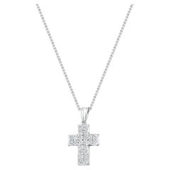 Halskette mit halber Karat breitem Diamantkreuz 14k Weißgold