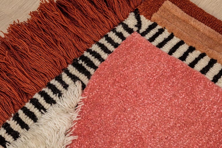 Modern Half Court by MONIOMI, Hand-Tufted Colorful Wool Rug For Sale