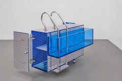 Half-Cube Suspension Stainless Steel Console/Coffee Table by Cometabolism Studio