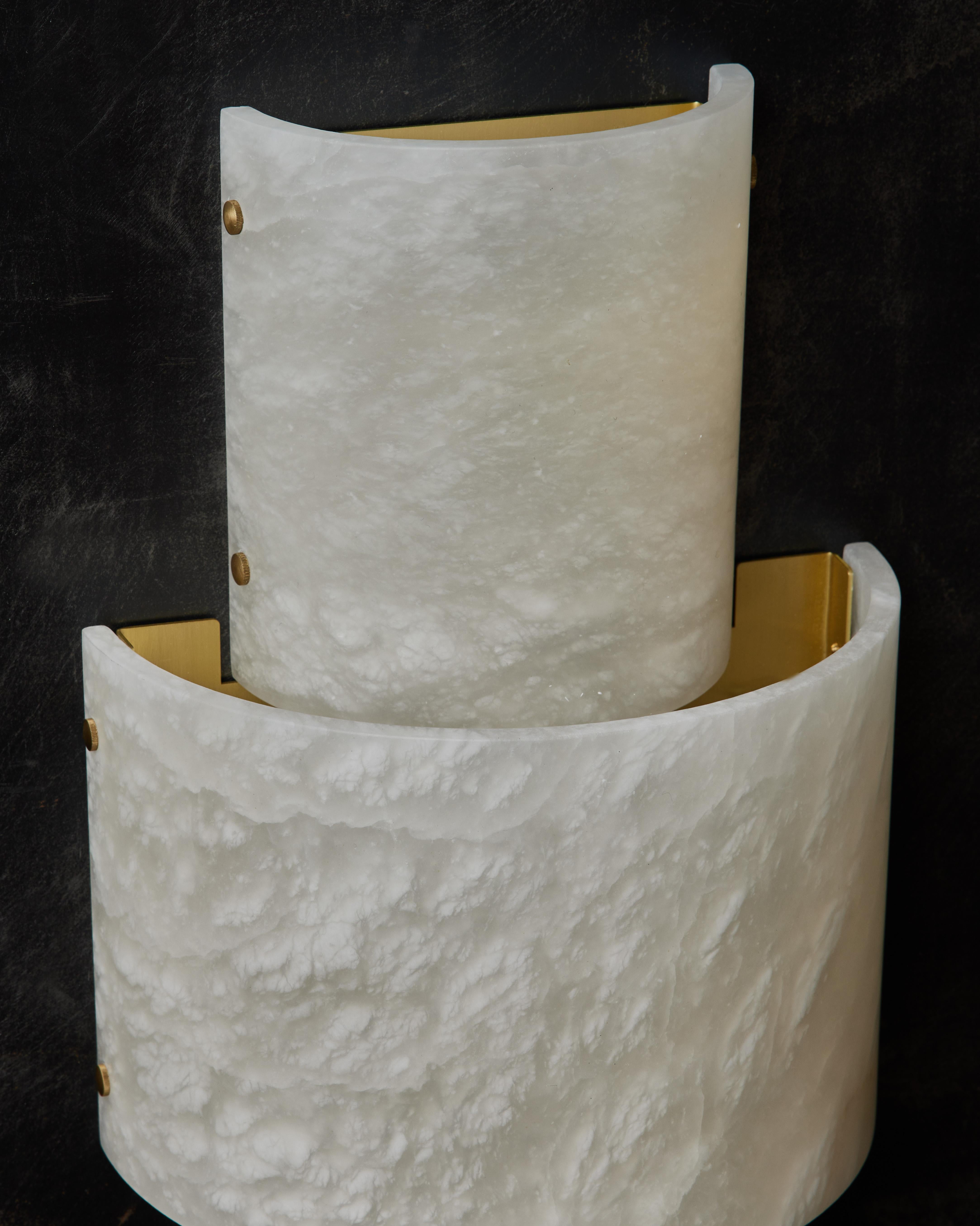 Contemporary Half Cylinder Alabaster Wall Sconces For Sale