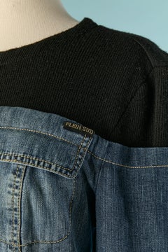Demi-veste en denim et maille noire PLEIN SUD JEANS