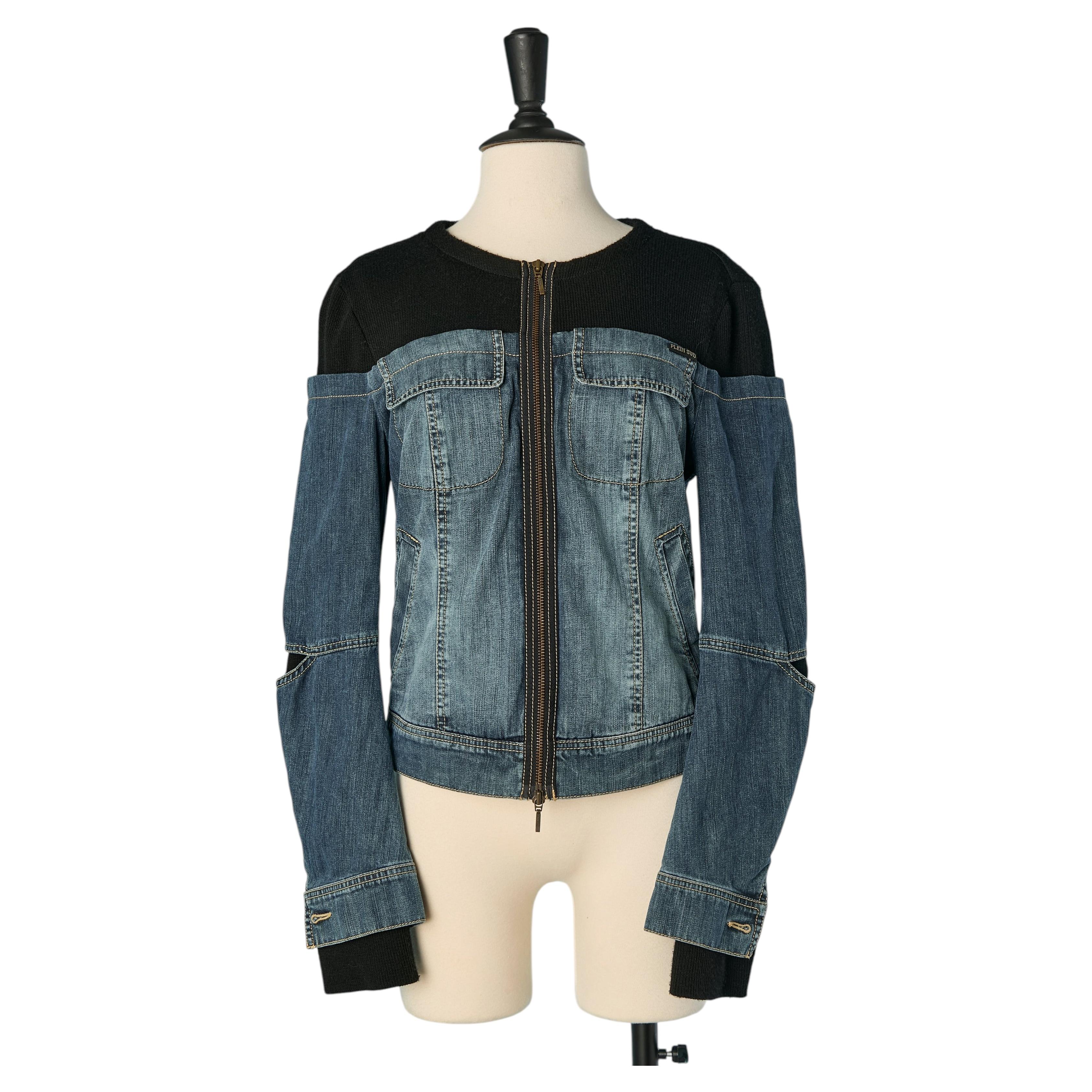 Half denim and black knit jacket PLEIN SUD JEANS For Sale