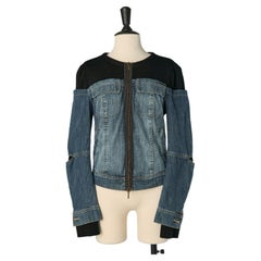 Demi-veste en denim et maille noire PLEIN SUD JEANS