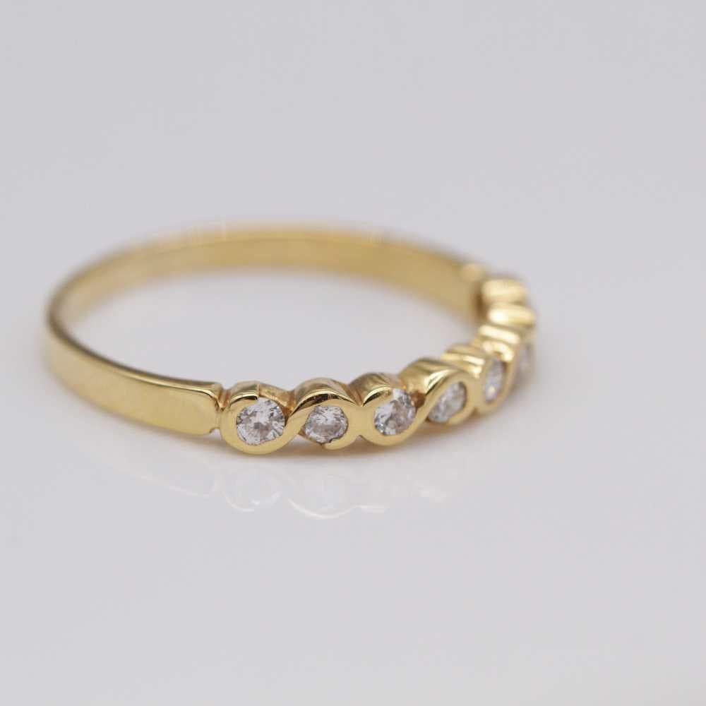 Brilliant Cut Half Diamond and Yellow Gold Band For Sale