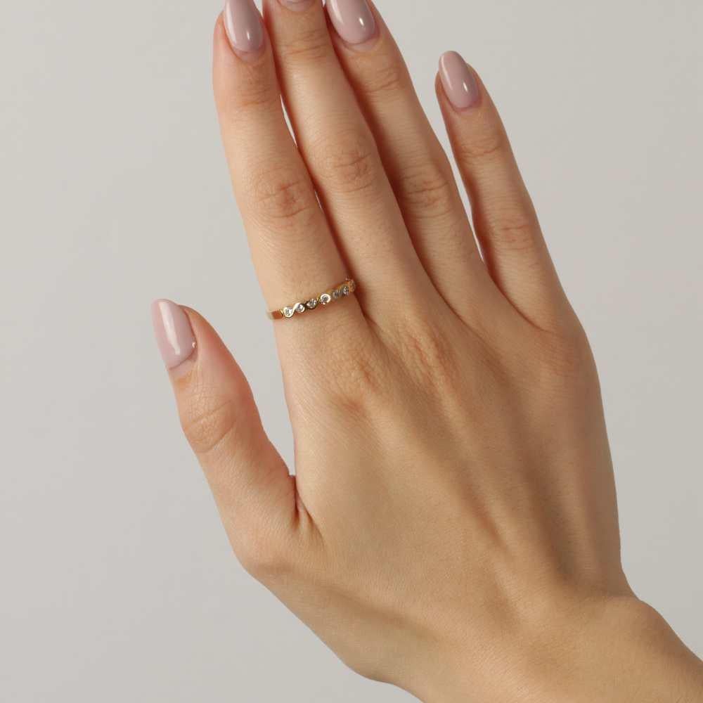 Half Diamond and Yellow Gold Band For Sale 2