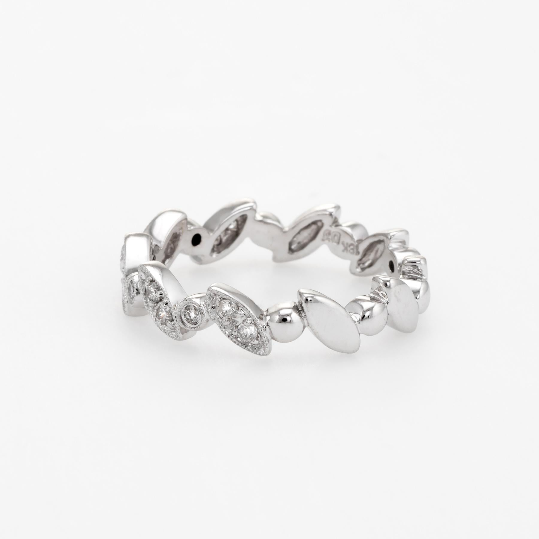 Media banda de diamantes 18k White Gold Estate Fine Jewelry Alianza de boda Corte marquesa en venta