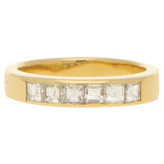 Half Diamond Eternity Ring in 18k Yellow Gold