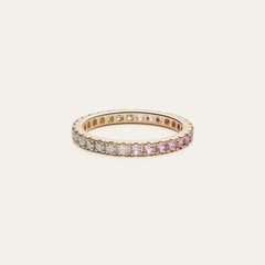Half Diamond Half Pink Sapphire Ombré Eternity Ring
