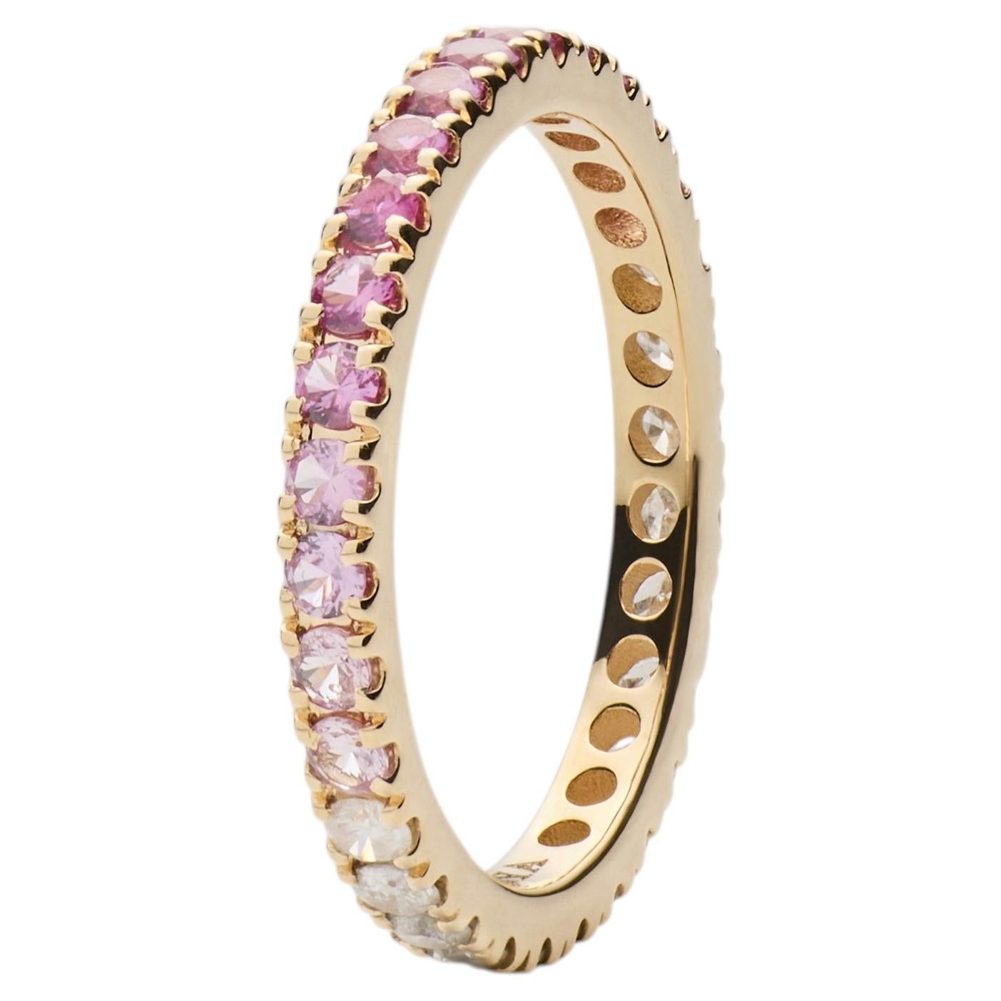 Half Diamond Half Pink Sapphire Ombré Eternity Ring Size 50 For Sale