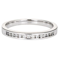 Half Diamond Ring, Platinum Stacking Band Vintage Fine Jewelry
