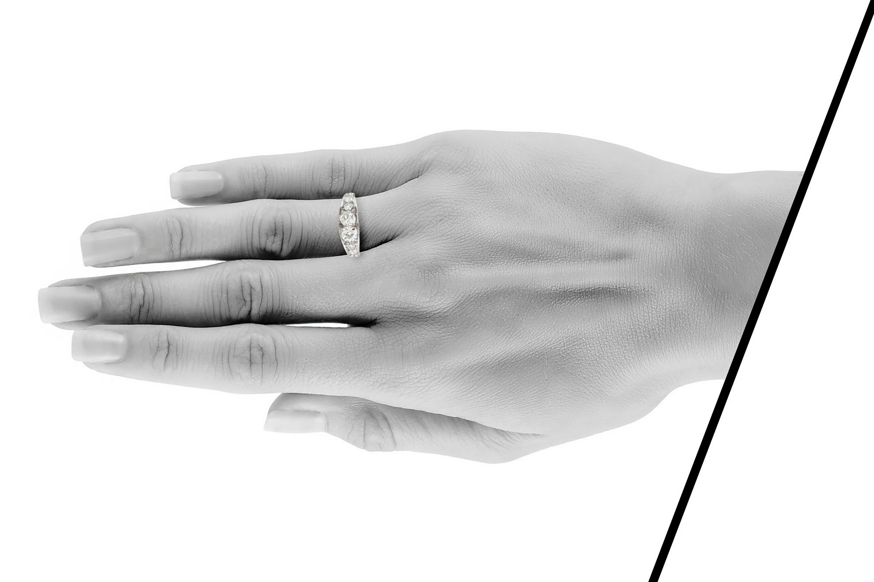 Women's or Men's Half Diamond Setting Platinum Ring For Sale