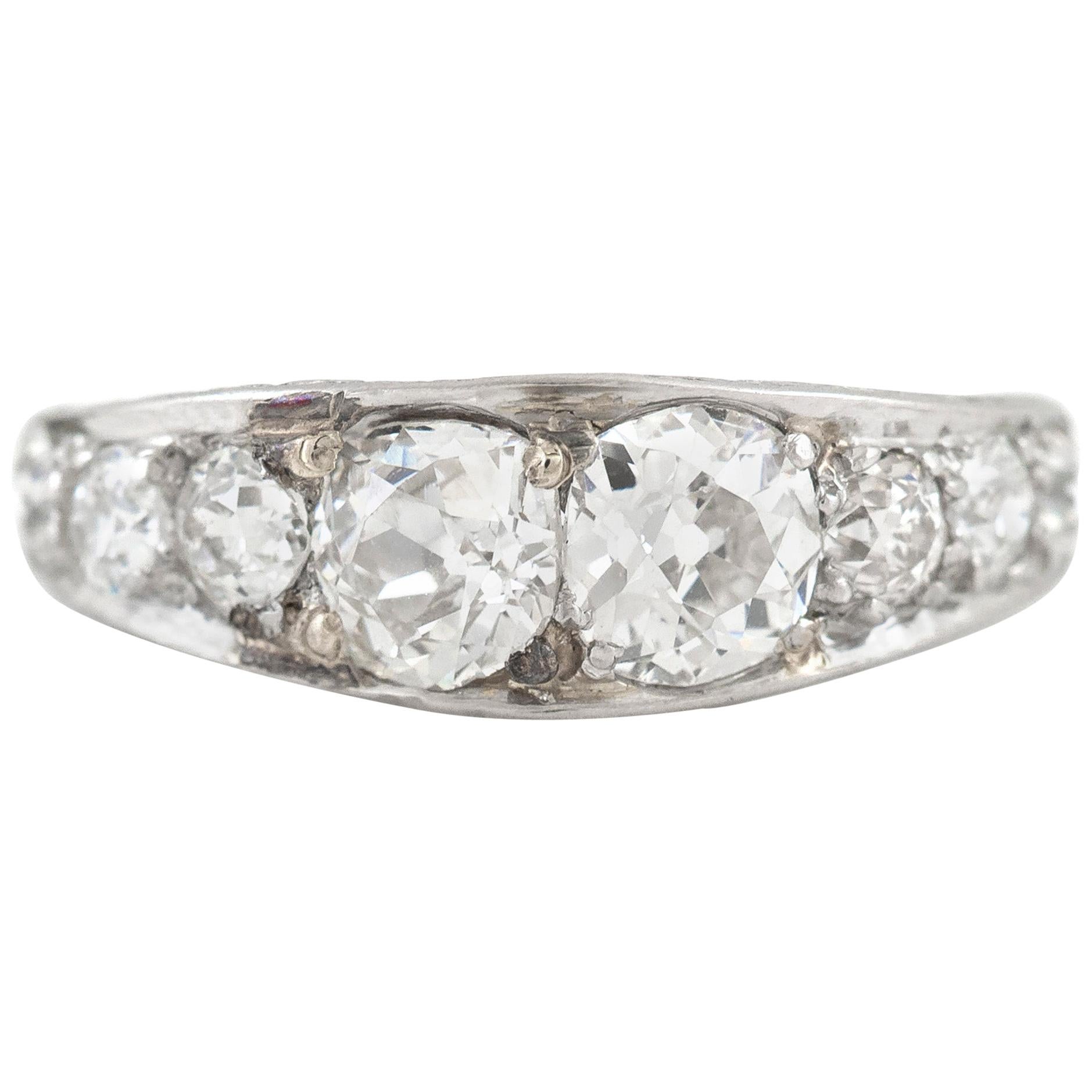 Half Diamond Setting Platinum Ring