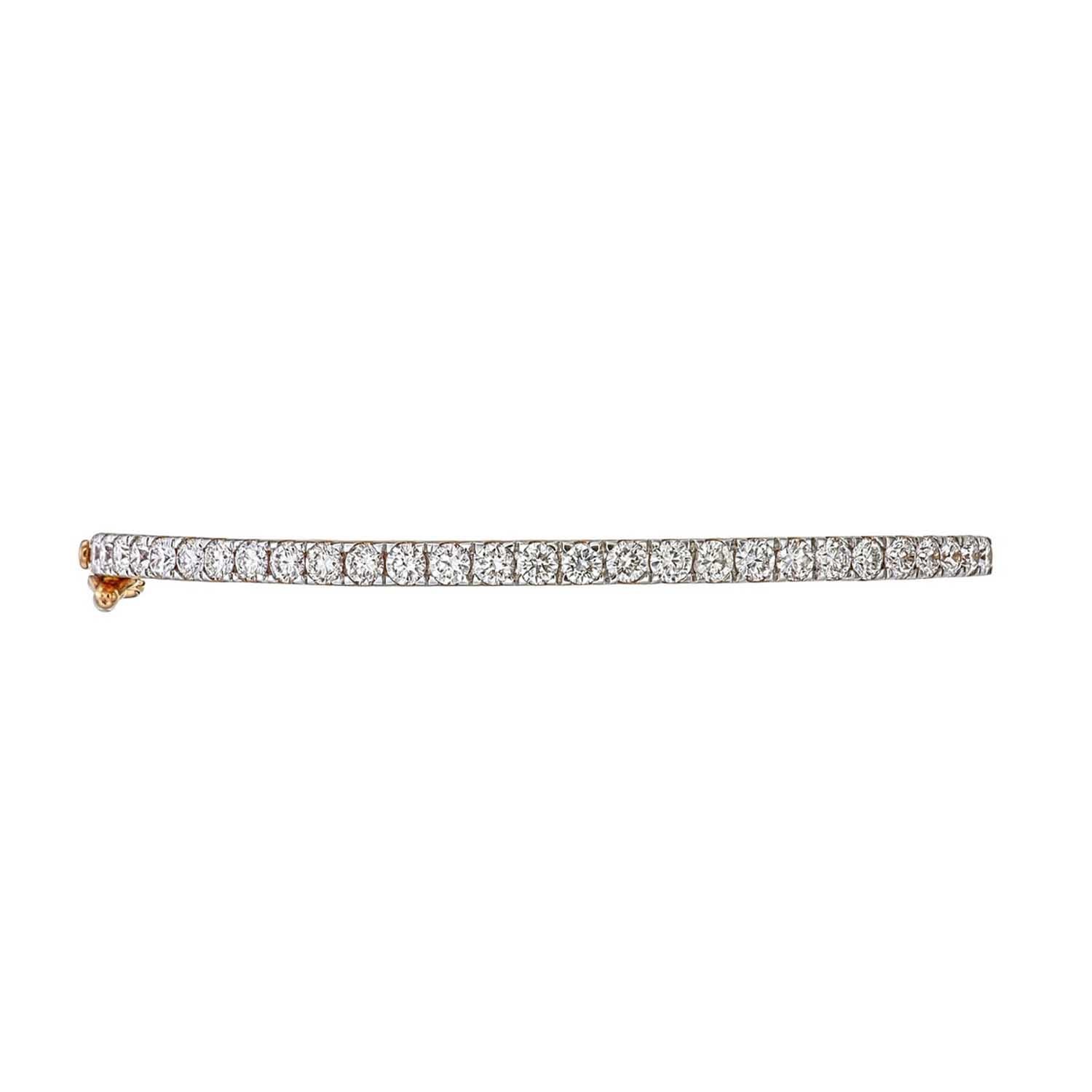 Artisan Half diamond tennis Bangle bracelet in 18kt Rose gold For Sale