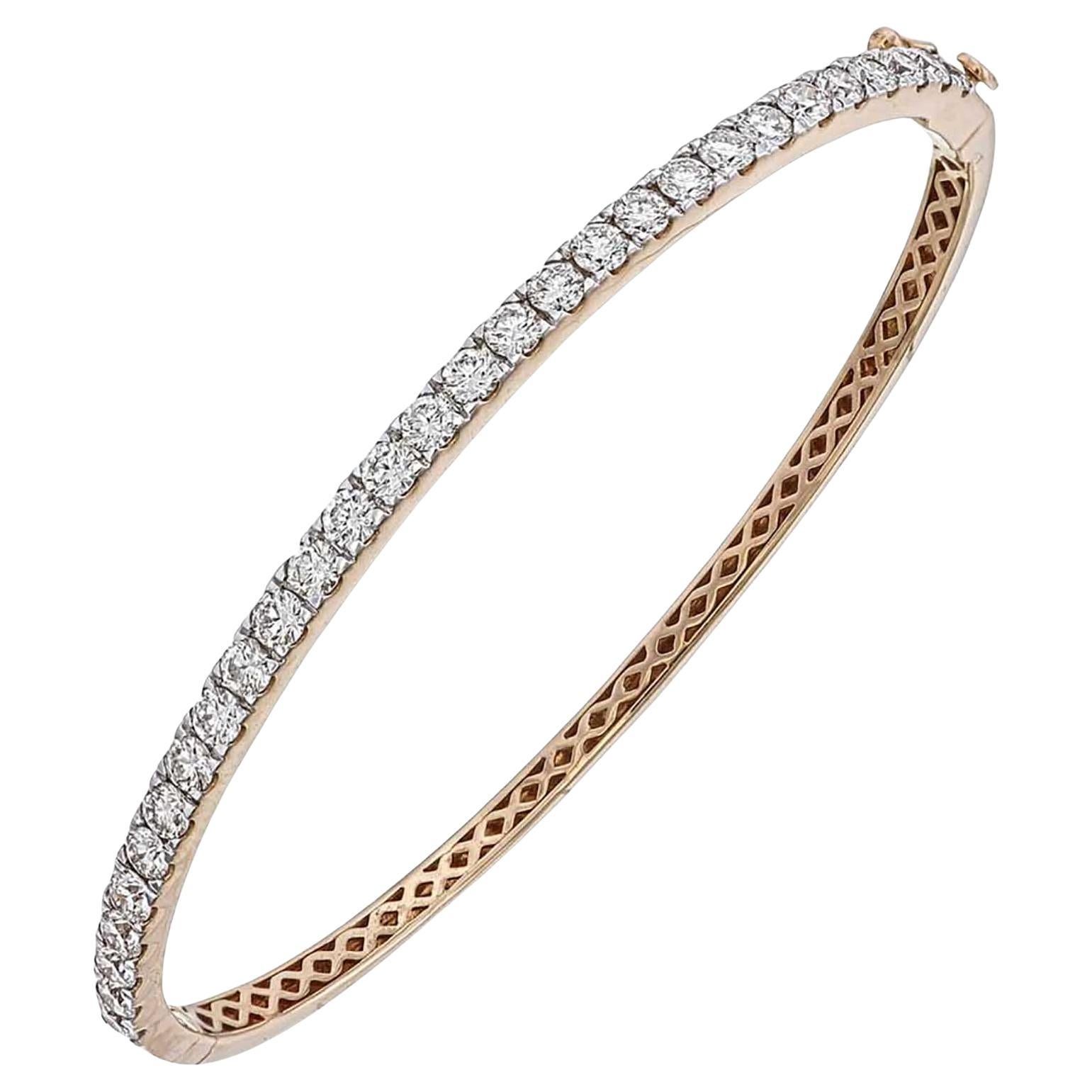 Bracelet jonc tennis en or rose 18 carats et demi diamants