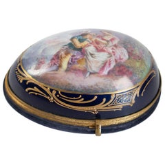 Half Egg Porcelain Sèvres Forming a Box, 19th Century, Napoleon III Period