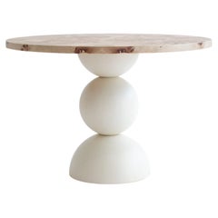 Half Ellipse Mappa Burl Coffee Table in Beige