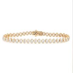 Half Emerald 14K (or 18k upon request) Yellow Gold Diamond Tennis Bracelet