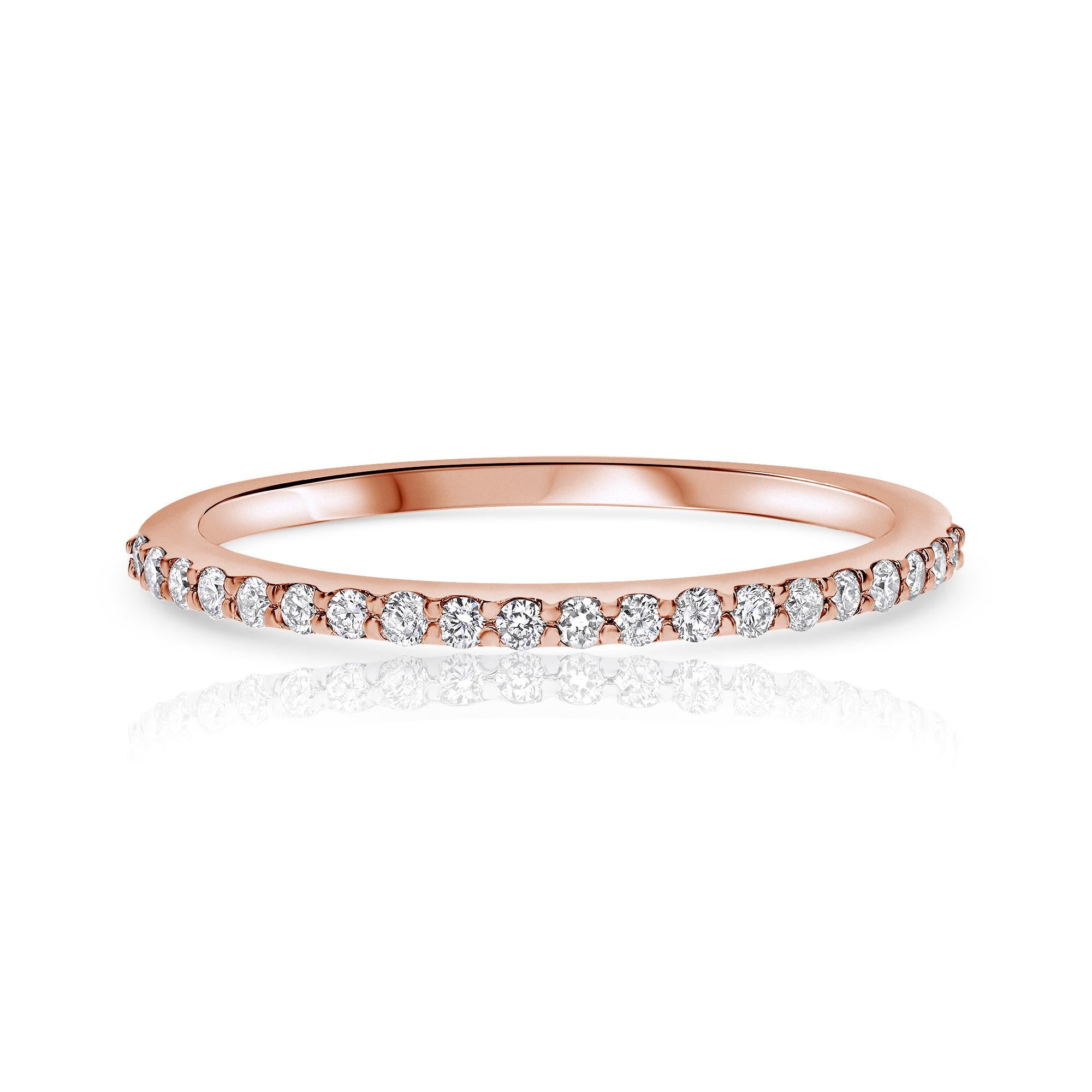 For Sale:  Half Eternity 0.15 Carat Diamond Ring in 14K Rose Gold - Shlomit Rogel 2