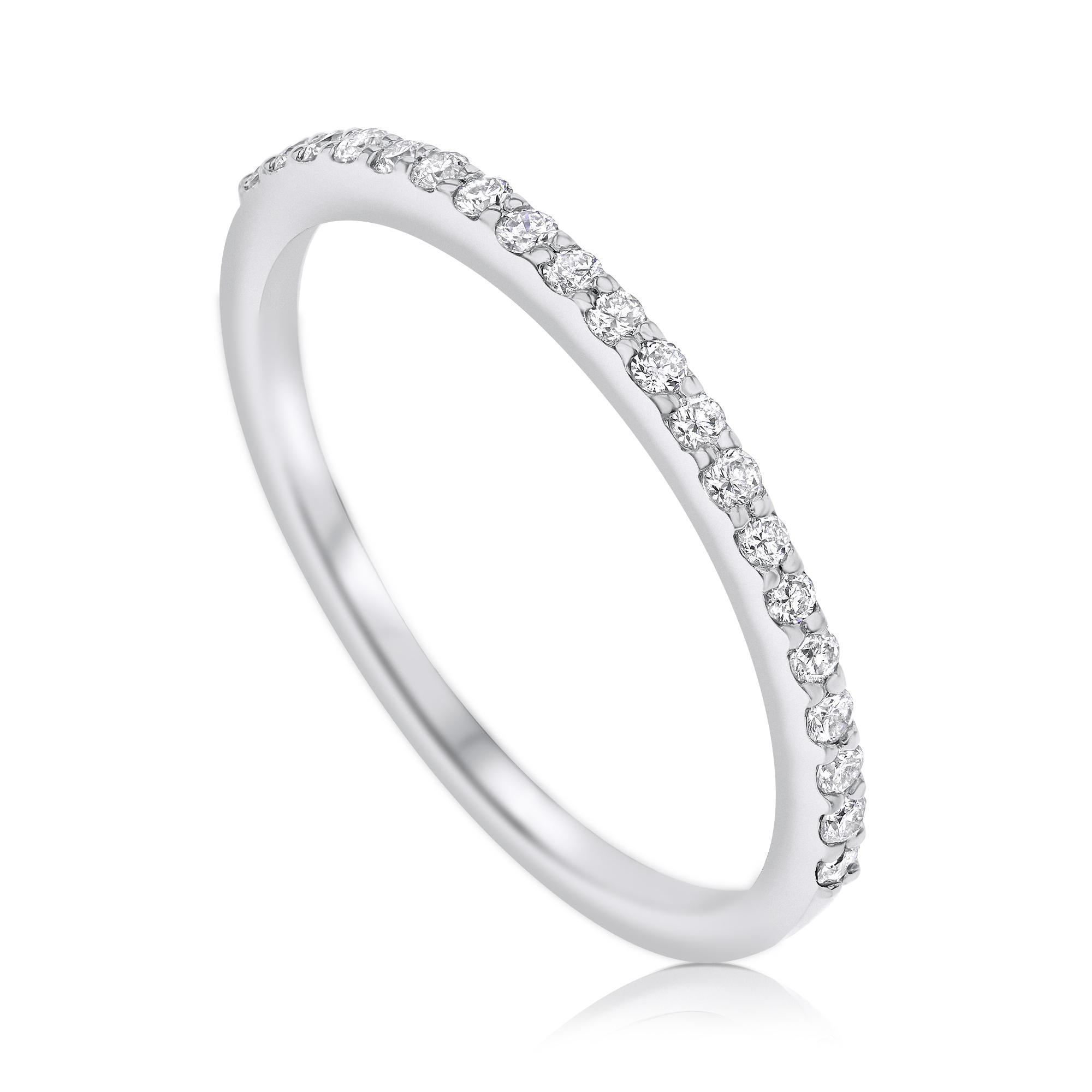 For Sale:  Half Eternity 0.15 Carat Diamond Wedding Ring in 14K White Gold - Shlomit Rogel 2