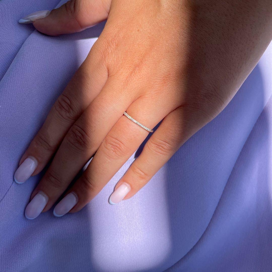 For Sale:  Half Eternity 0.15 Carat Diamond Wedding Ring in 14K White Gold - Shlomit Rogel 4