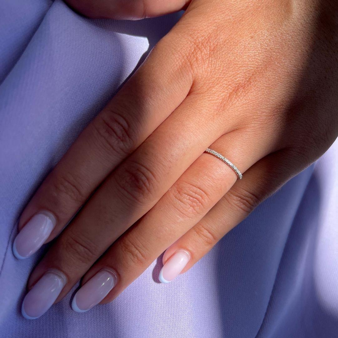 For Sale:  Half Eternity 0.15 Carat Diamond Wedding Ring in 14K White Gold - Shlomit Rogel 5