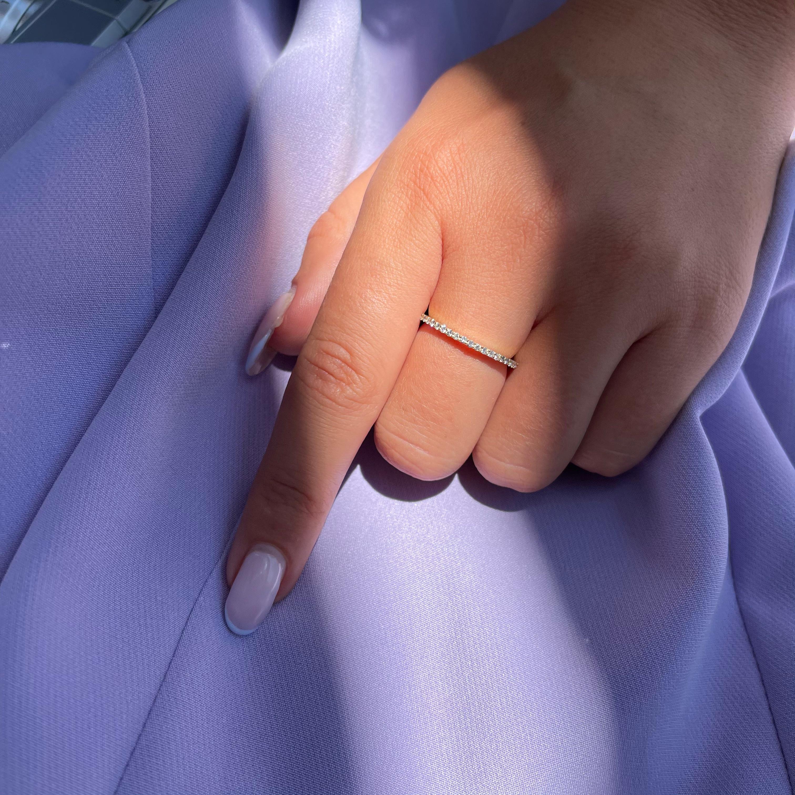 For Sale:  Half Eternity 0.15 Carat Diamond Wedding Ring in 14k Yellow Gold - Shlomit Rogel 3