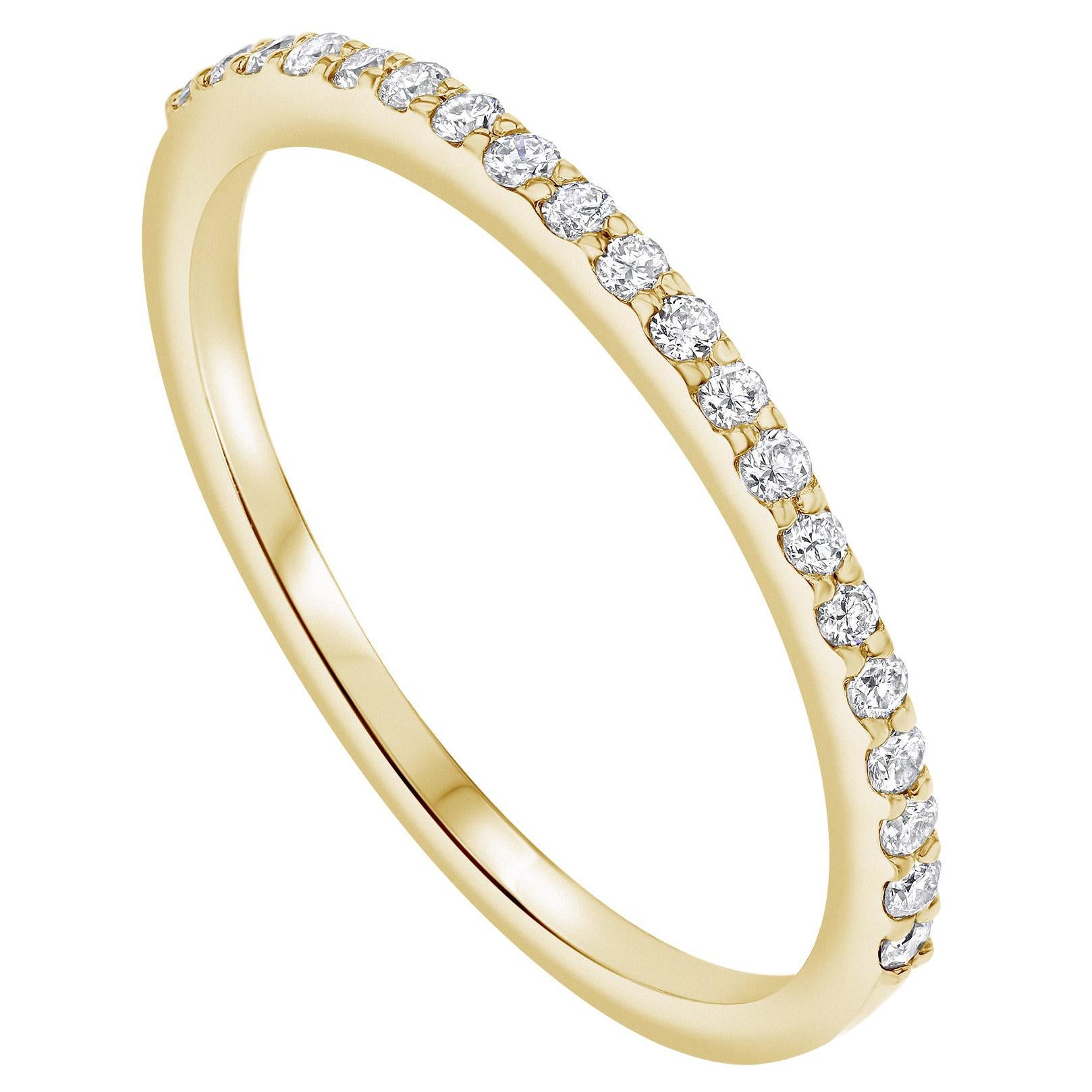 For Sale:  Half Eternity 0.15 Carat Diamond Wedding Ring in 14k Yellow Gold - Shlomit Rogel