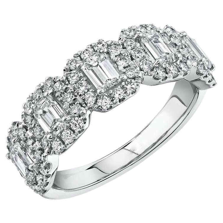 Half Eternity 1.66 Total Carat Emerald Cut Diamond White Gold Engagement Band For Sale