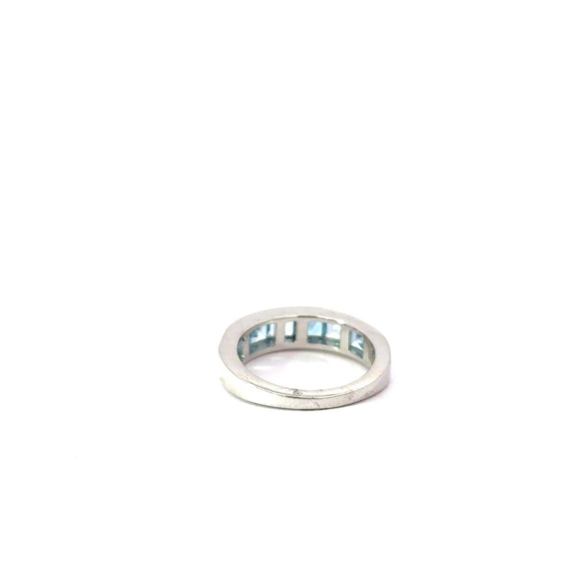 For Sale:  Half Eternity 3.13 Ct Square Cut Blue Topaz Band for Birthday Gift in Silver 7