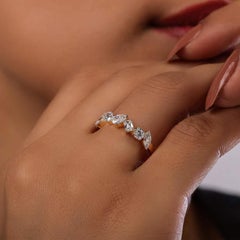 Half Eternity Band Moissanite Ring 925 Sterling Silver Unique Birthday Ring Gift