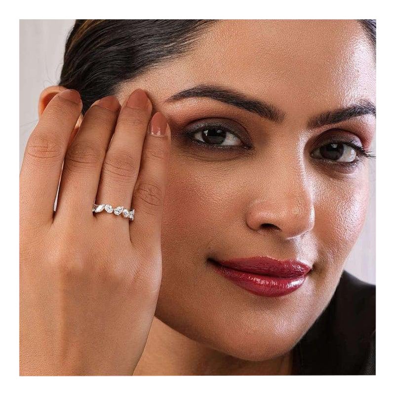 Half Eternity Band Moissanit Ring 925 Sterlingsilber Einzigartiger Geburtstagsring Geschenk