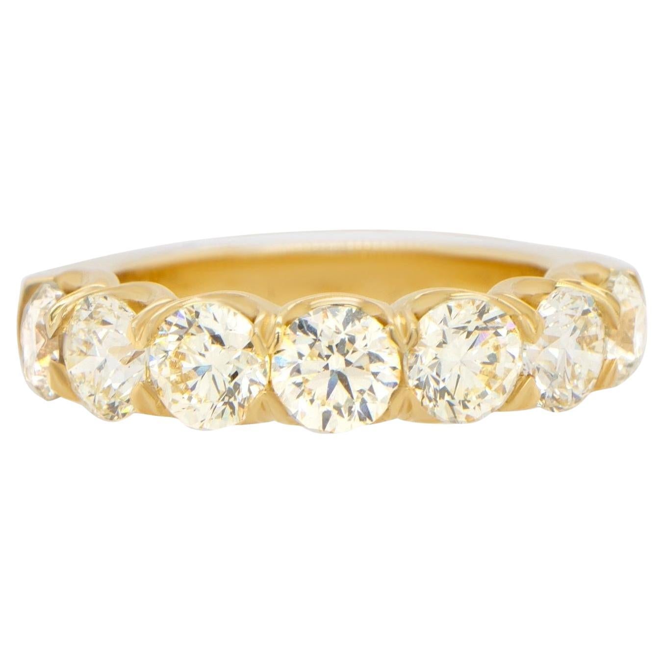 Half Eternity Diamond Band Ring 2.84 Carats 18K Yellow Gold For Sale
