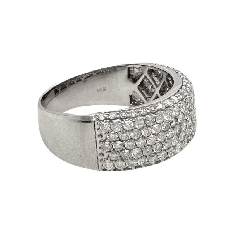 Brilliant Cut Half-Eternity Diamond Band Ring in 14k White Gold, Size 13