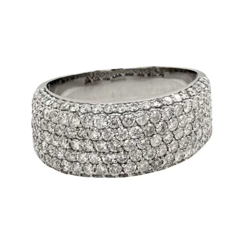 Half-Eternity Diamond Band Ring in 14k White Gold, Size 13 In Excellent Condition In Miami, FL