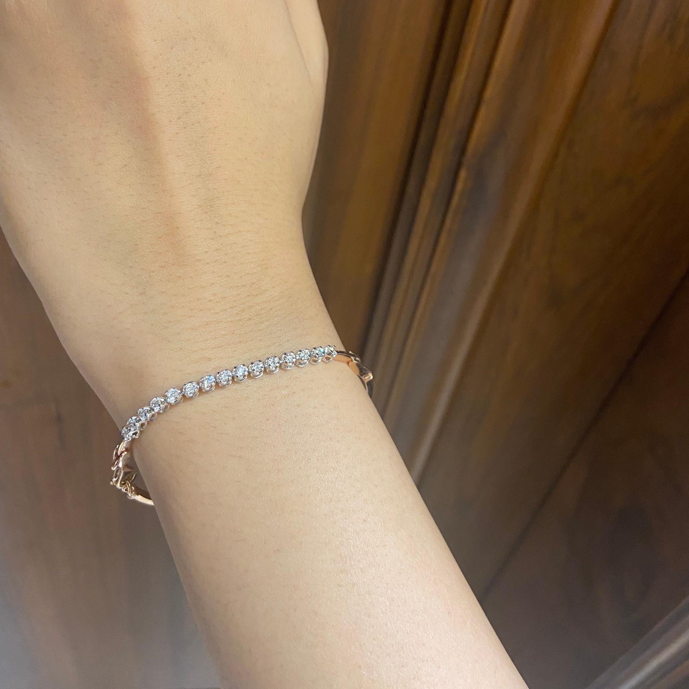 Halbe Ewigkeit Diamantarmband aus 14K massivem Gold (zertifiziert) (Art déco) im Angebot