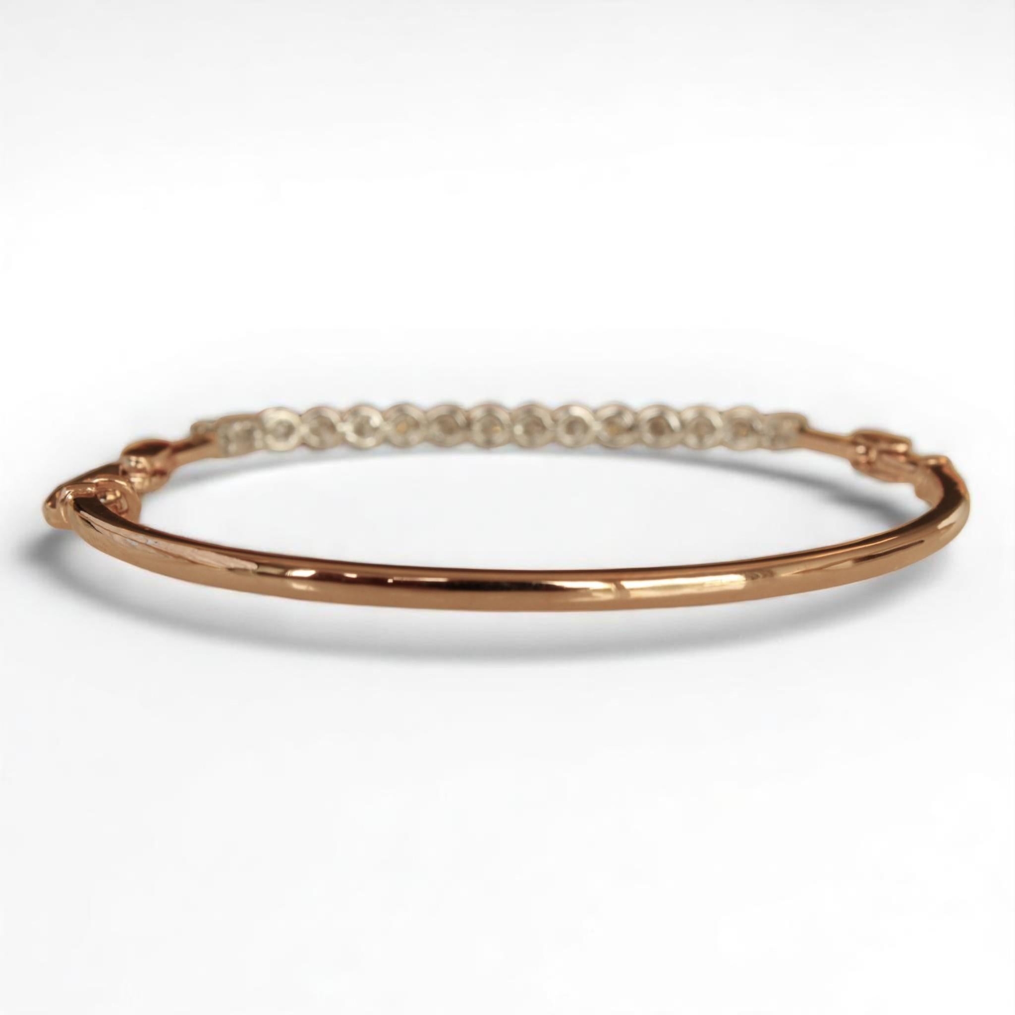 Halbe Ewigkeit Diamantarmband aus 14K massivem Gold (zertifiziert) (Rundschliff) im Angebot