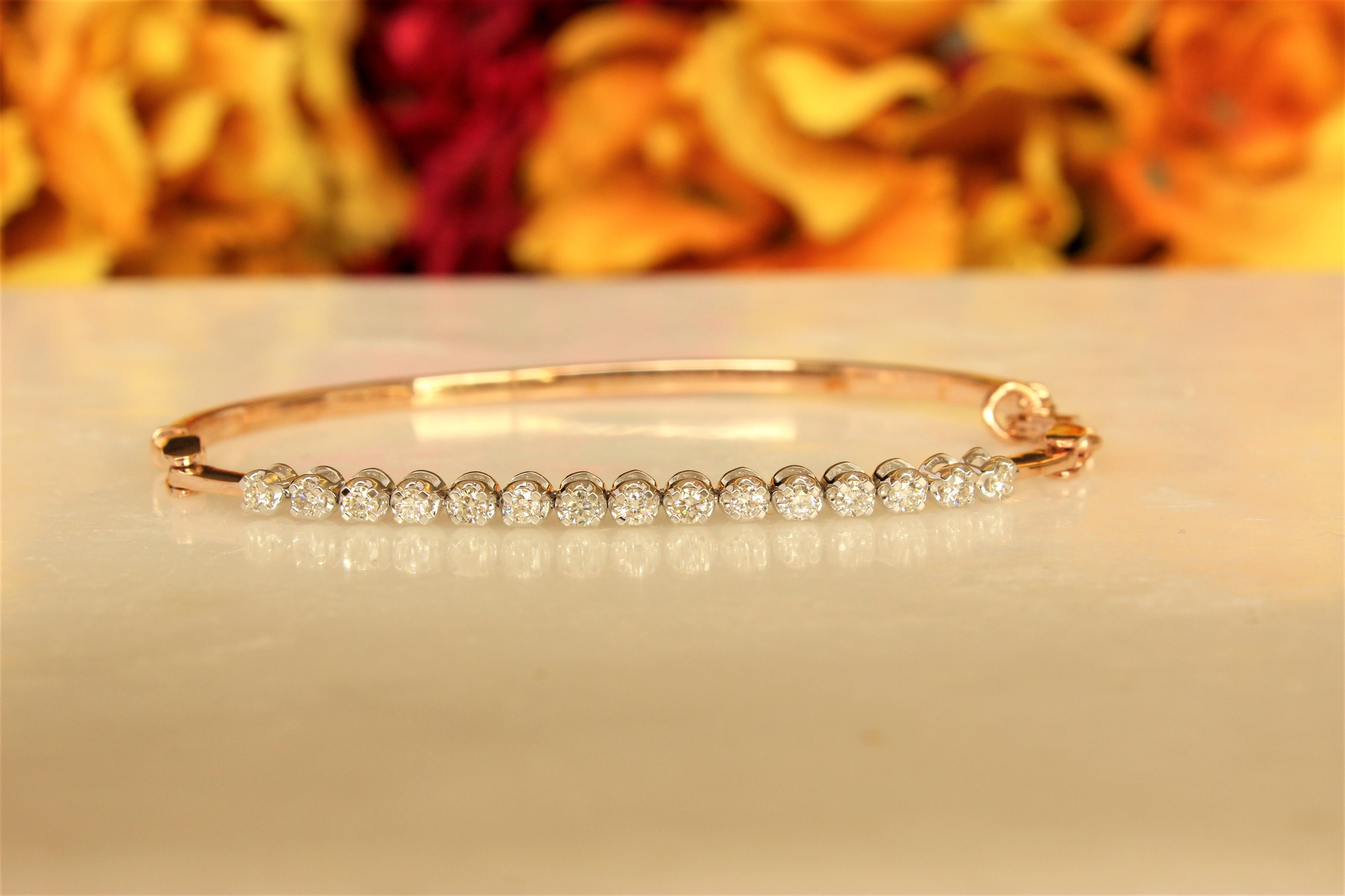 Bracelet demi-éternité en or massif 14K (certifié) Pour femmes en vente