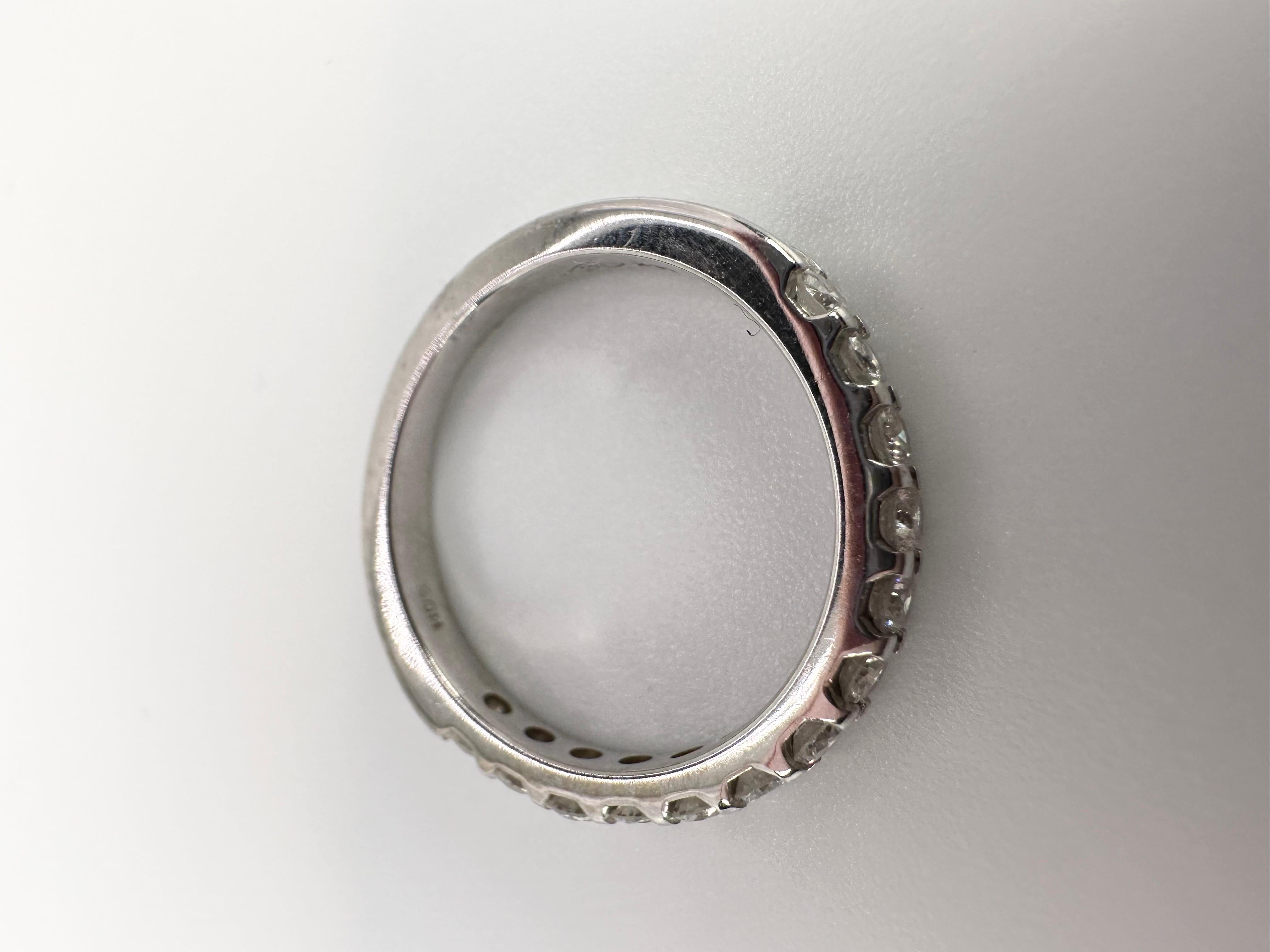 Women's or Men's Half Eternity Diamond Ring 14 Karat White Gold Diamond Ring For Sale