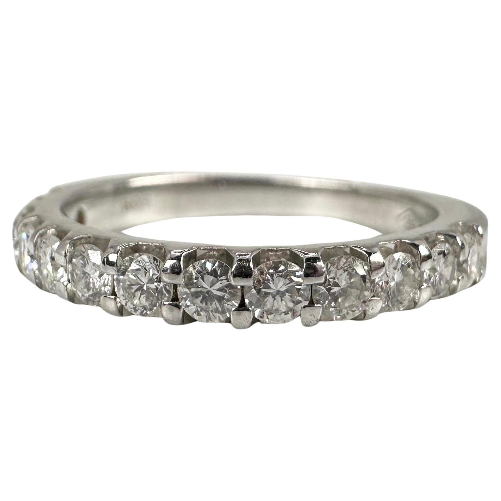 Half Eternity Diamond Ring 14 Karat White Gold Diamond Ring For Sale