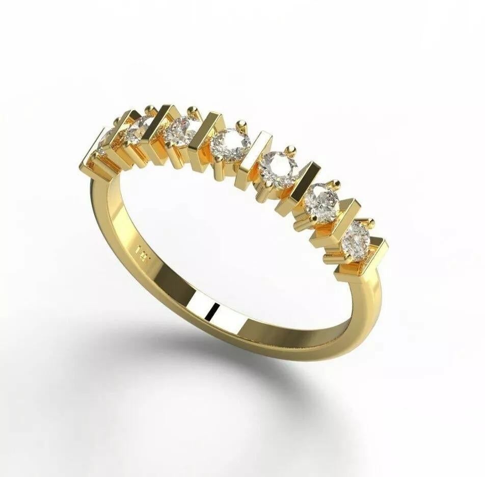 Half Eternity Diamond Wedding Ring 14K Diamond Band For Women Valentines Gift
Band Width: 1.5 - 3mm Approx
Diamond Size: 2.5 mm Approx.
Diamond Weight: : 0.49 Cts Approx.
No.Of Diamond: 7
Light weight can be worn everyday

Additional